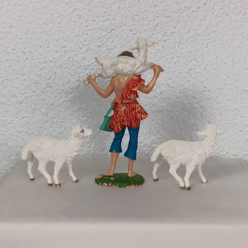 Nativity Depose Italy Fontanini Mary Baby Jesus Joseph Shepard Sheep Vintage Lot